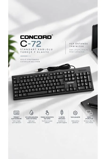 CONCORD C-72 Standart Kablolu Klavye